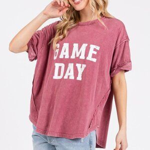 Mittoshop GAME DAY Round Neck Short Sleeve T-Shirt Vintage Washed Oversized NWT